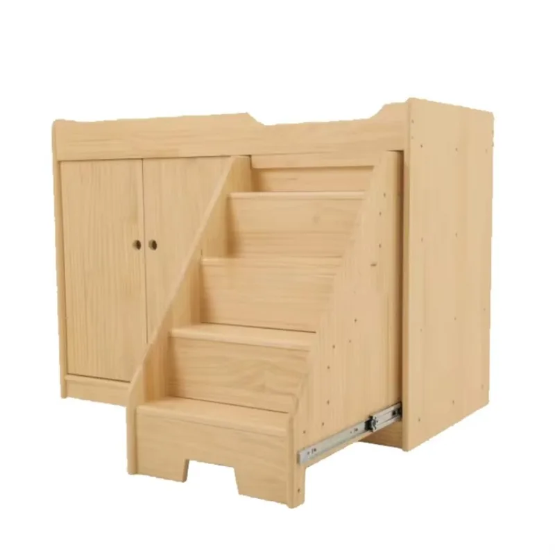 

Wooden baby diaper changing table with stairs