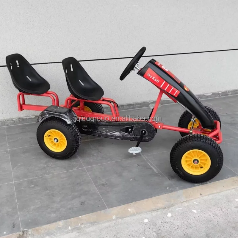 省スペースタンデムペダルゴーカート - 小型公園エリア向け200x100x70cmダブルシートカート