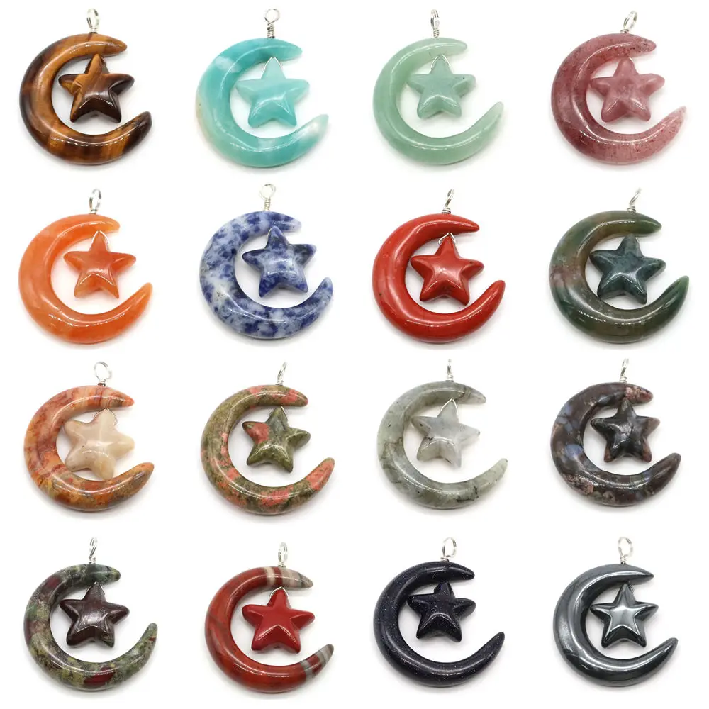 

Fashion Personality Moon Star Crystal Pendant Reiki Healing Women Clavicle Choker Necklace Accessory Birthday Party Jewelry Gift