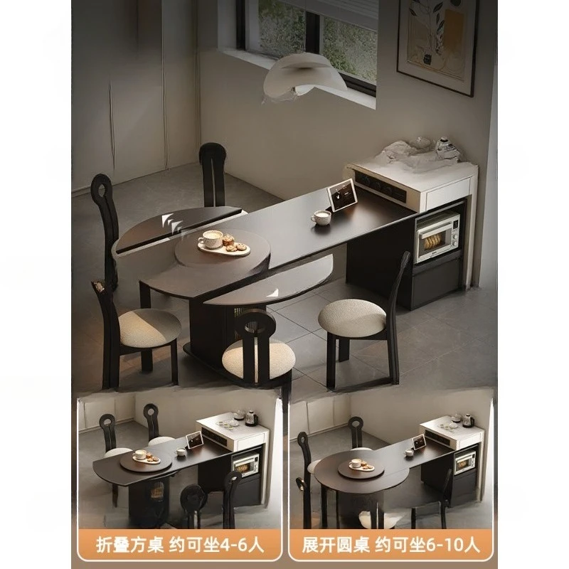 Island table integrated household retractable multi-function square and round dual-purpose small apartment storage simple