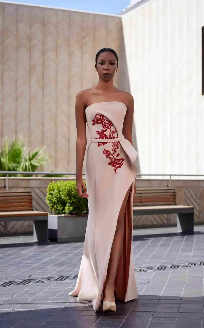 

Индивидуальные длинные платья из джерси в китайском стиле с аппликацией и поясом, плиссированные, прямые, без бретелек, платья на заказ, изысканные подходящие платья