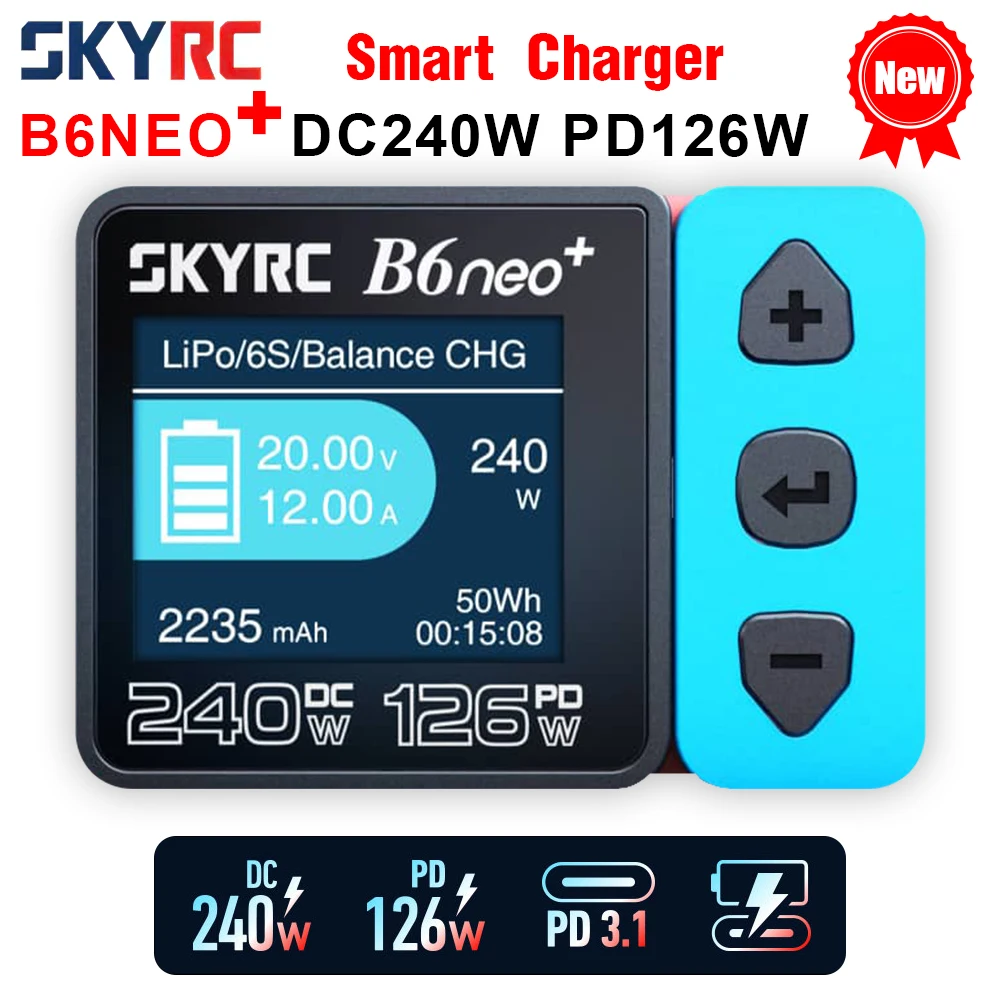 ​SKYRC B6neo+ Smart Charger High Power DC240W PD126W Multilanguage Balance Charger New B6neo Plugs