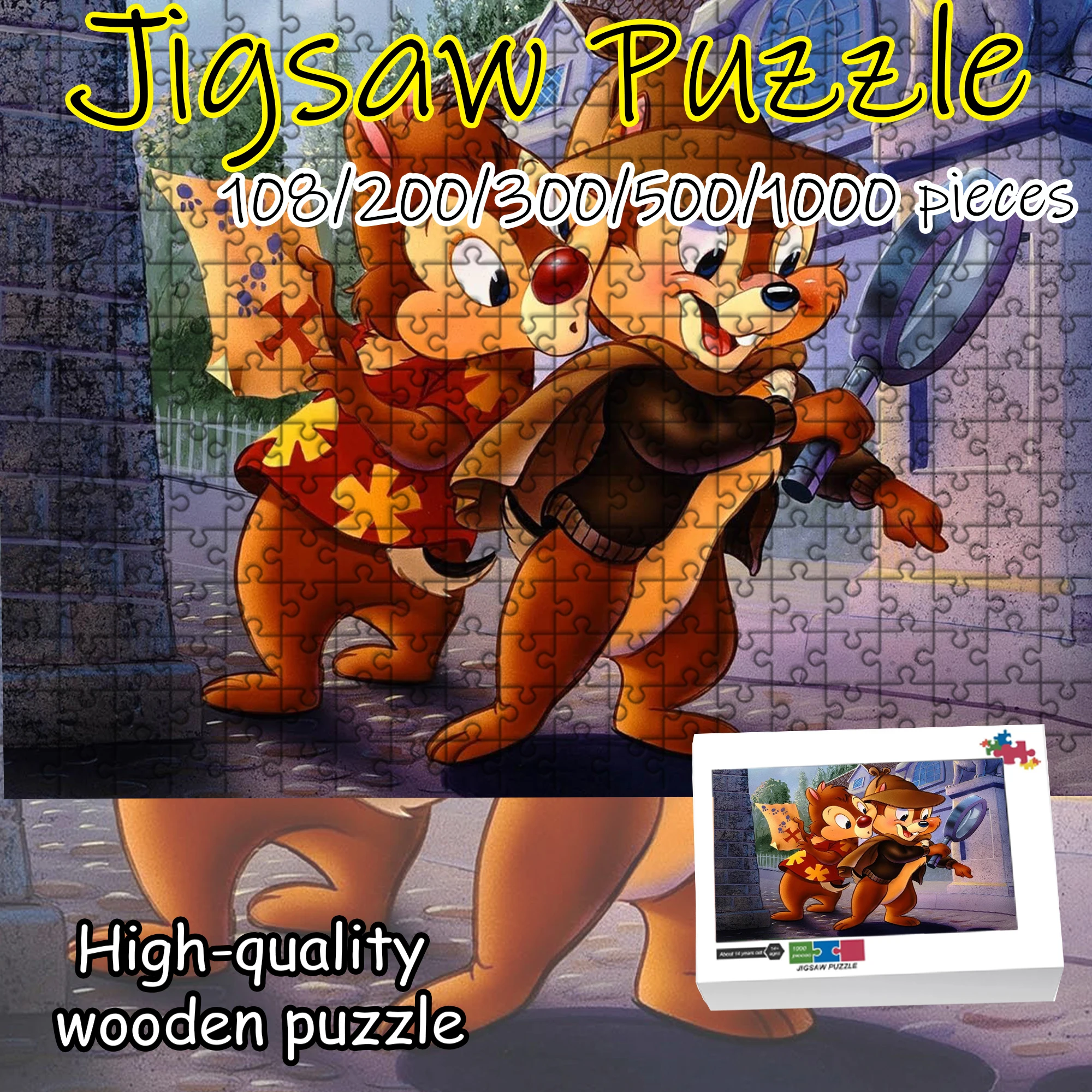 

Chip Dale Wooden Jigsaw Puzzle 108/200/300/500/1000 Pcs High Quality Wood, Unique Gift for Puzzle