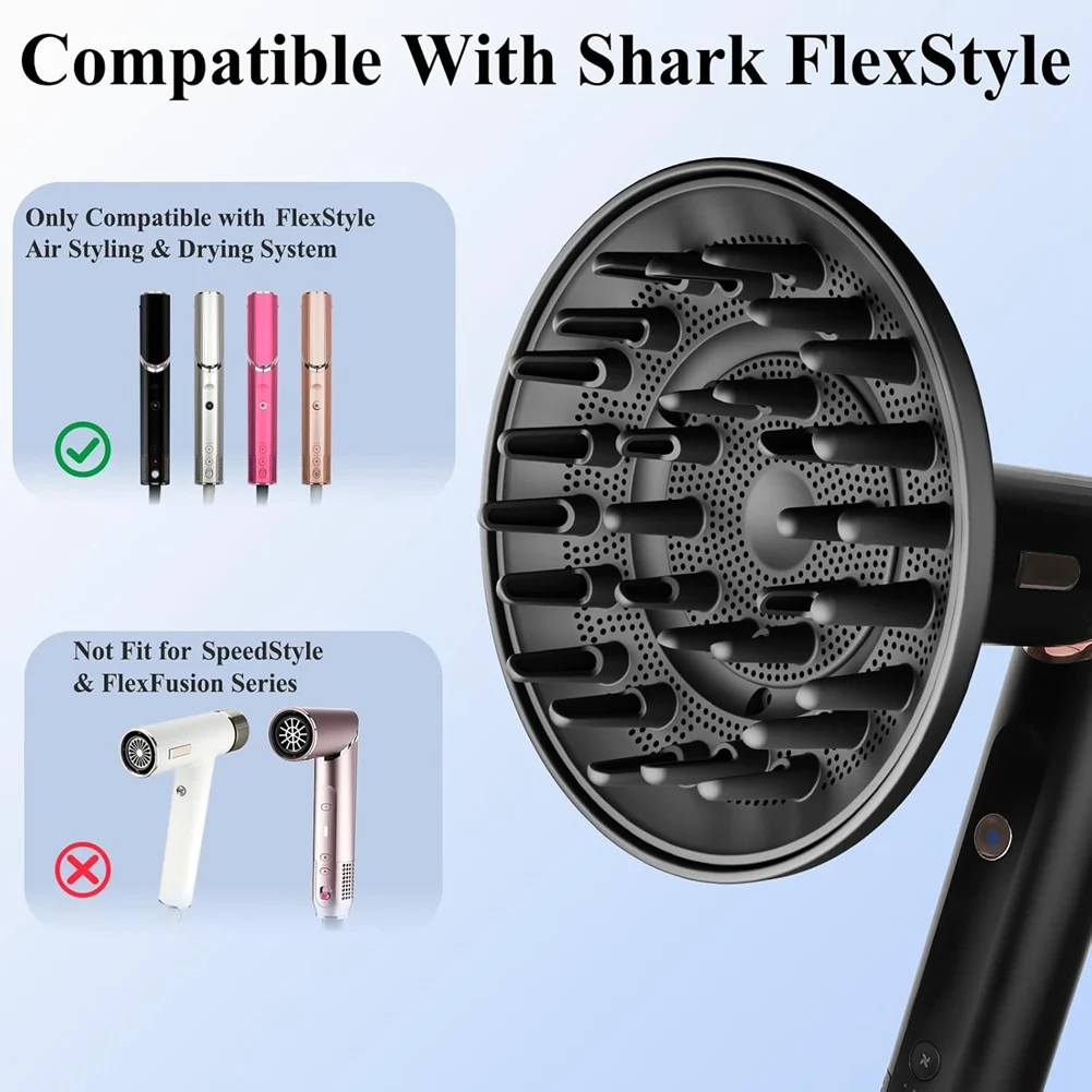 

【SURPRISE】Large Diffuser Attachment For Shark Flexstyle, Upgraded Diffuser Nozzle For Dryer Faster And Define Wavy, Curly Hair B