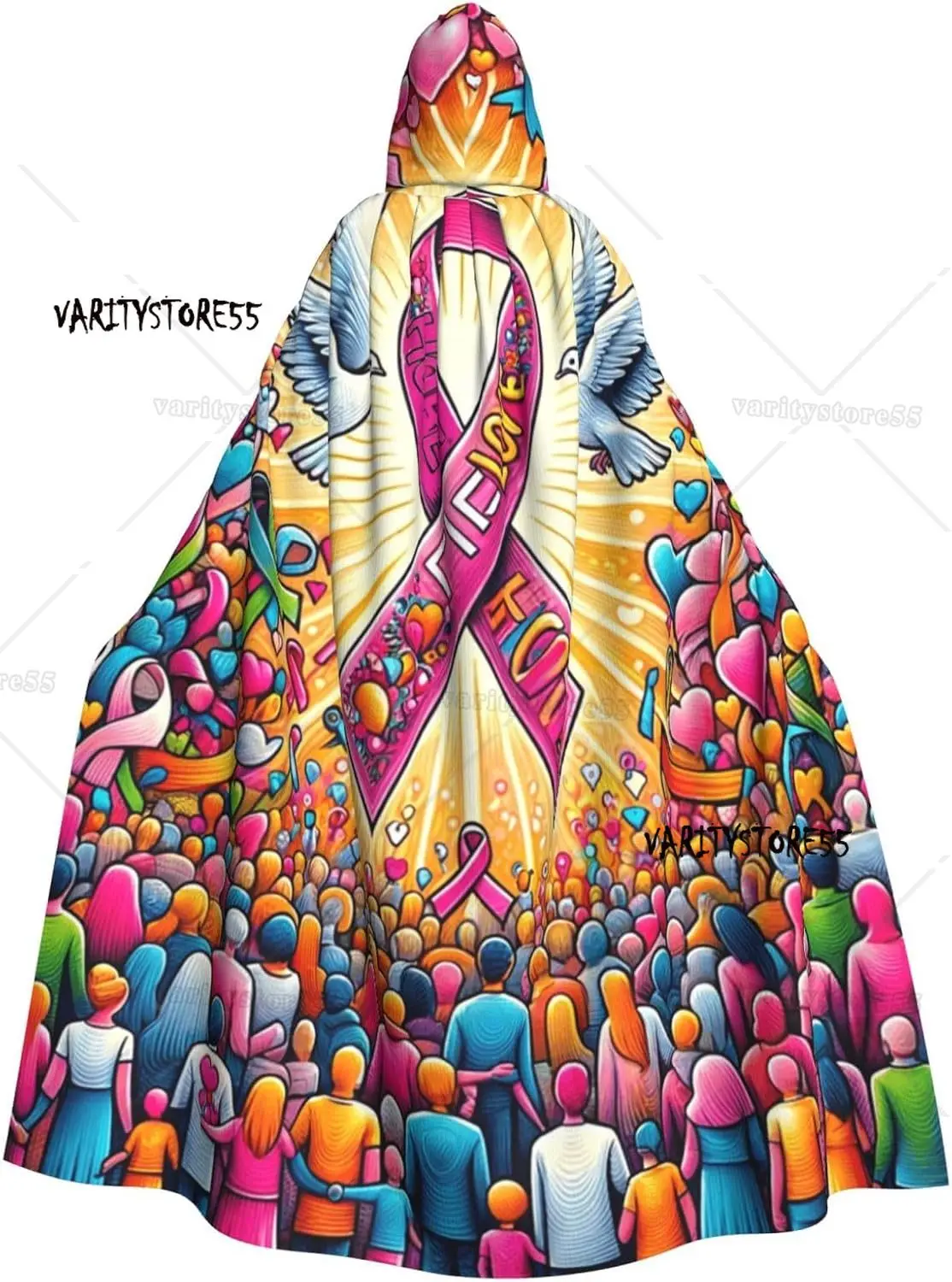 

Осведомленность о раке молочной железы, накидка с капюшоном для взрослых, костюм на Хэллоуин, плащ с капюшоном