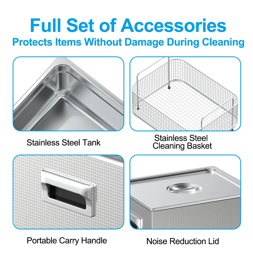 Portable 4.5L Digital Ultrasonic Cleaner Degas Cleaning Machine Heater Household Warches Glasses Coin Jade Spark Plug Dual-band