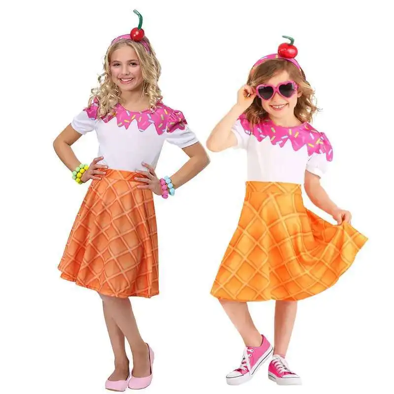 زي لعب تنورة الحلويات المقرمشة لعيد الهالوين للأطفال البنات