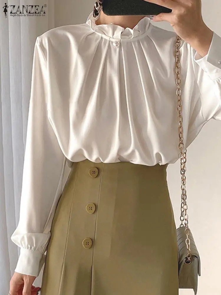 ZANZEA-بلوزة بأكمام طويلة للنساء ، ملابس علوية متينة أنيقة ، قميص عمل OL غير رسمي ، قميص للحفلات ، عطلة ، حجم كبير ، موضة #3