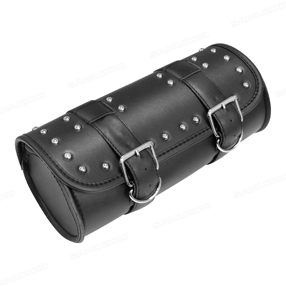 Motorcycle Front Fork Handlebar Bag Leather Waterproof Large Motor Saddlebags Bag Moto Luggage Capacity Storage Pouch Tank W4P2