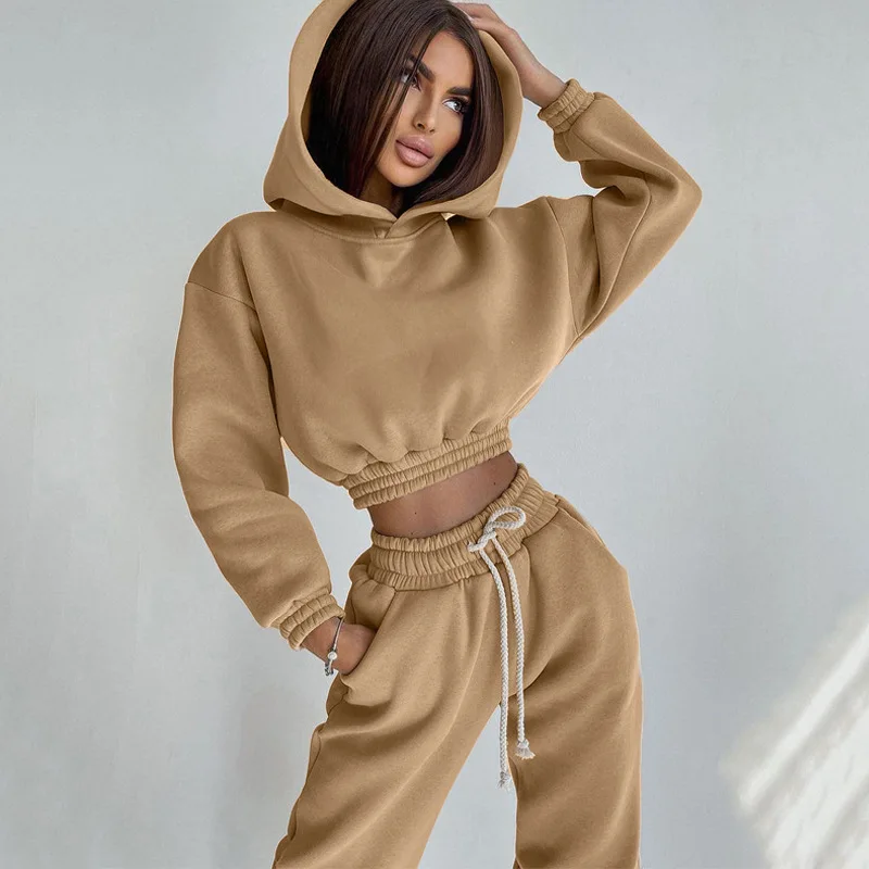 

Hooded ort Sweatirt Pure Color Dstring Sports Set Straight Leg Pants Women's Faion Set 8-25 Years Olds Autumn