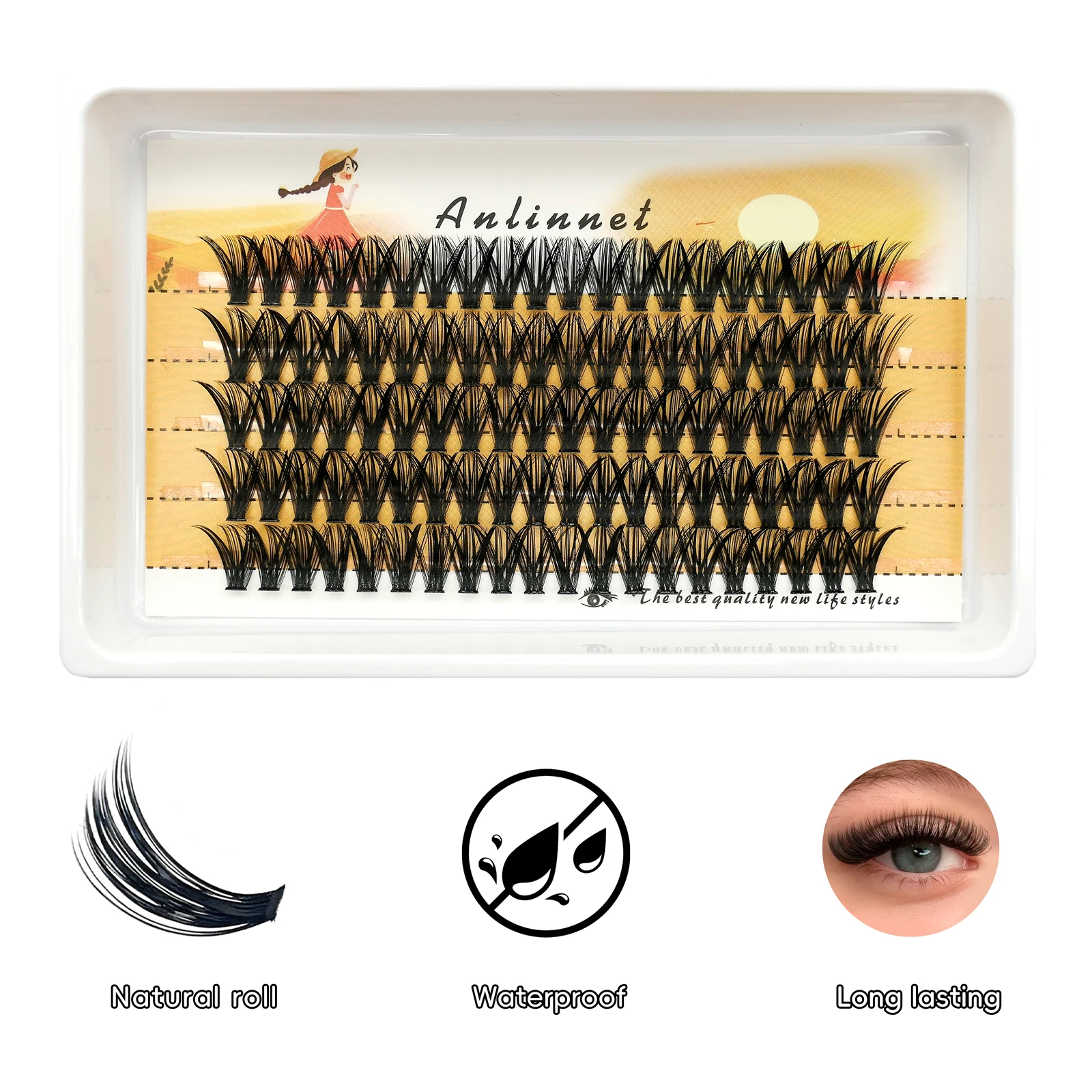 100 Cluster mit 30D/40D/50D Make-up-Wimpern, natürliche Wimpernverlängerung, Wimpernclustern, persönliches Pfropfwerkzeug für falsche Wimpern