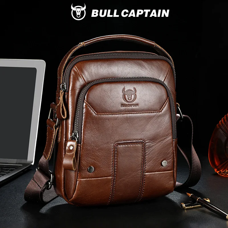 Men's cowhide hand-held crossbody bag, genuine leather tablet computer storage, square travel single-shoulder bag High-end