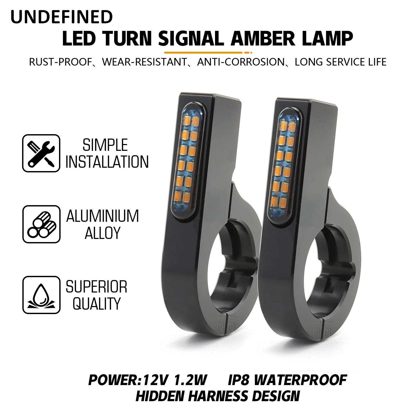 Motorcycle Fork Front LED Turn Signal Light 28mm-58m Amber Blinker Indicator Lamp For Harley Honda Yamaha Suzuki Bobber Chopper