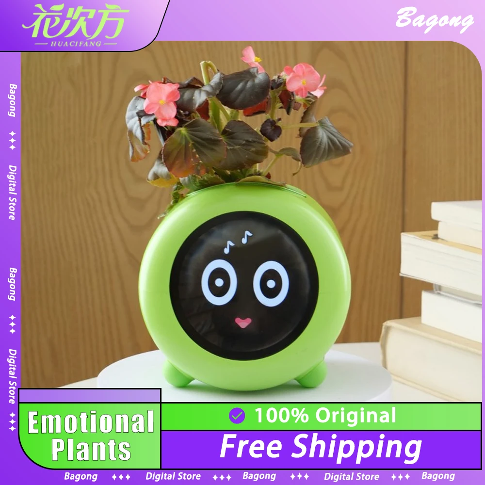 Huacifang Emotional Plants Intelligent Flowerpot LED Screen Real-time Status Display Interactive Robot Pet Desk Decoration Gifts