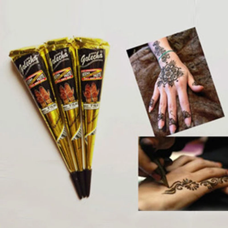 Pasta de tatuaje de henna de planta negra azabache natural para mujer en la edición de lujo oscura