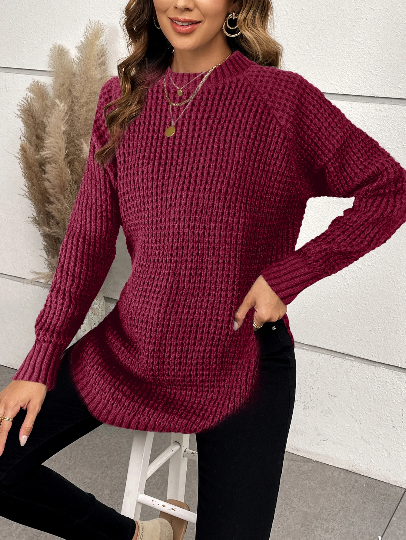 Womens Sweaters Trendy Balloon Sleeve Slouchy Knit Pullover Jumper,sueteres para mujeres