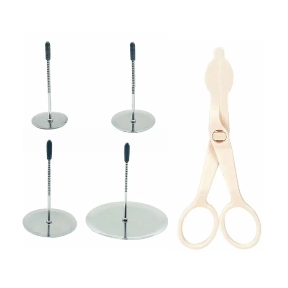 Stainless Steel Cake Flower Nail Lifters Set Flower Lifter Curved Lifting Prongs Piping Flower Scissors Round Flat Discs PP