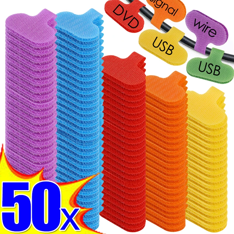 10/50pcs Colorrandom Cable Labels Cable Ties Reusable With Write-on Label Wire Labels Cable And Wire Tags Easy Identification