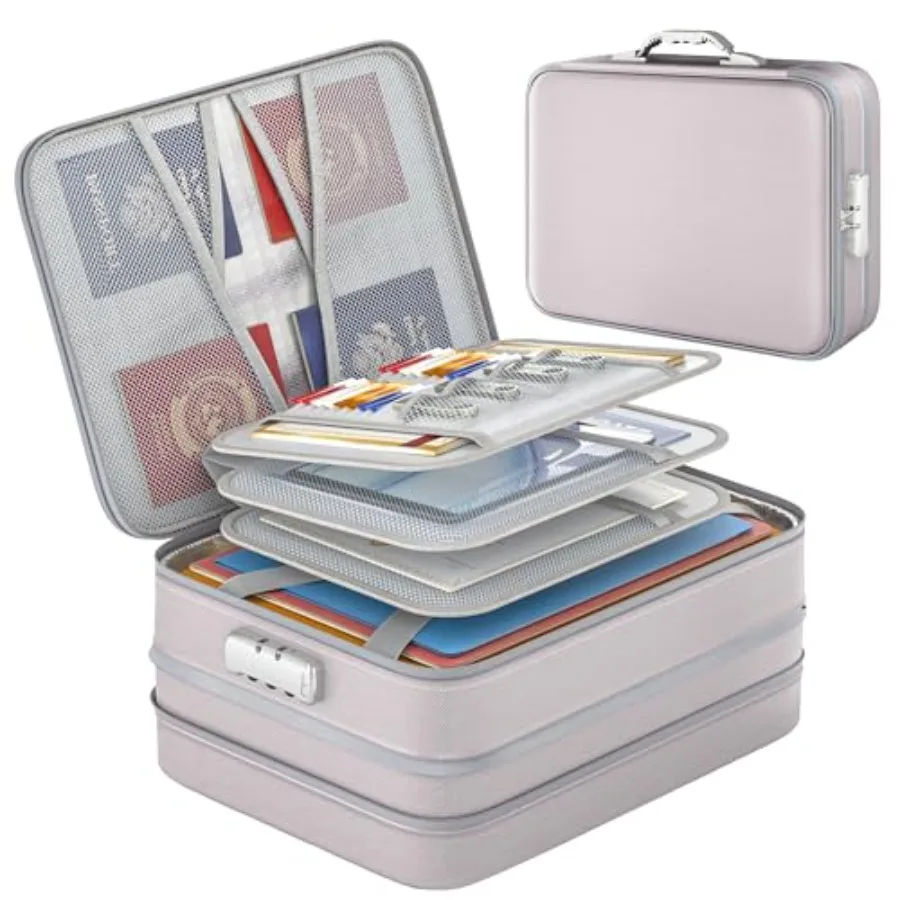 

5200 ℉ Огнестойкий ящик для документов с замком, расширяемый органайзер для документов, термоизолированный, огнестойкий, водонепроницаемый ящик для хранения файлов