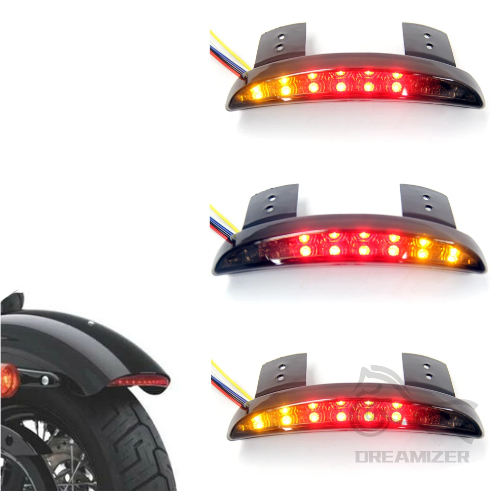 Luz trasera de borde de guardabarros picado para motocicleta, señal de giro ámbar, LED roja, luz trasera de freno de parada para Harley Sportster XL