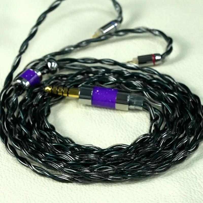 

XINHS S110 4-core 7N deep blue single crystal copper+black graphene earphone HIFI upgrade cable