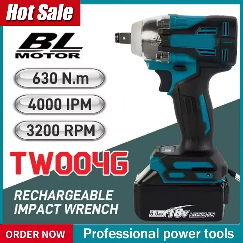 

TW004G 630N.m Brushless Screwdriver Machine Cordless Electric Screwdriver Rechargable Drill Driver Fit Makita 18V Battery