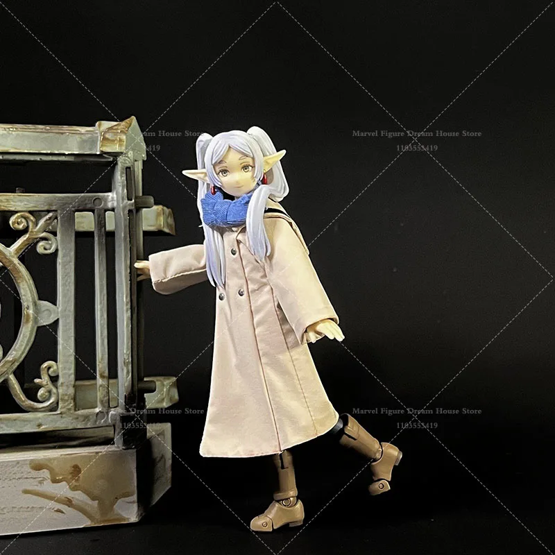 1/12 Scale Female Clothes Beige Coat Blue Scarf Magician Elf Florian Fantasy Adventure Anime For 6-inch Action Figure Soldier