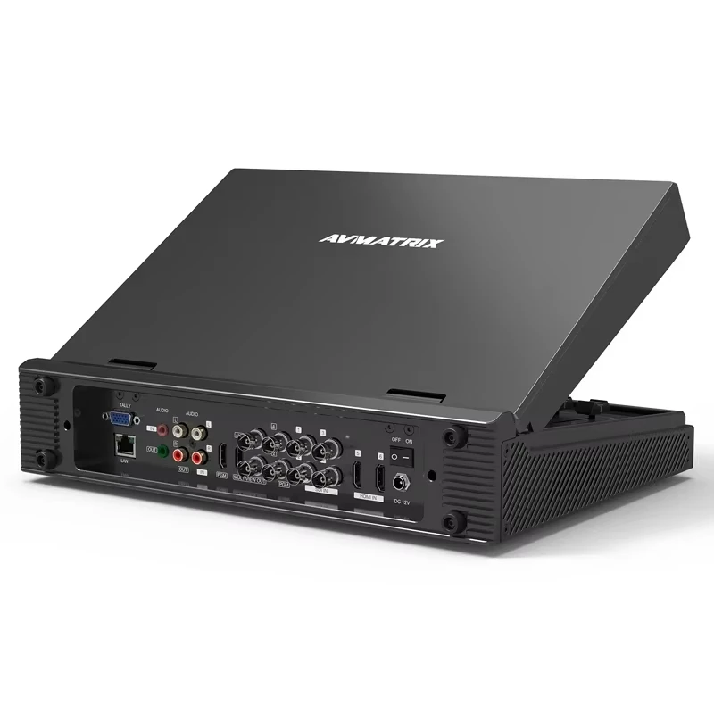 AVMATRIX PVS0613U Switcher video portatile a 6 canali con schermo IPS FHD da 13,3" ingressi SDI/HDMI per switcher streaming