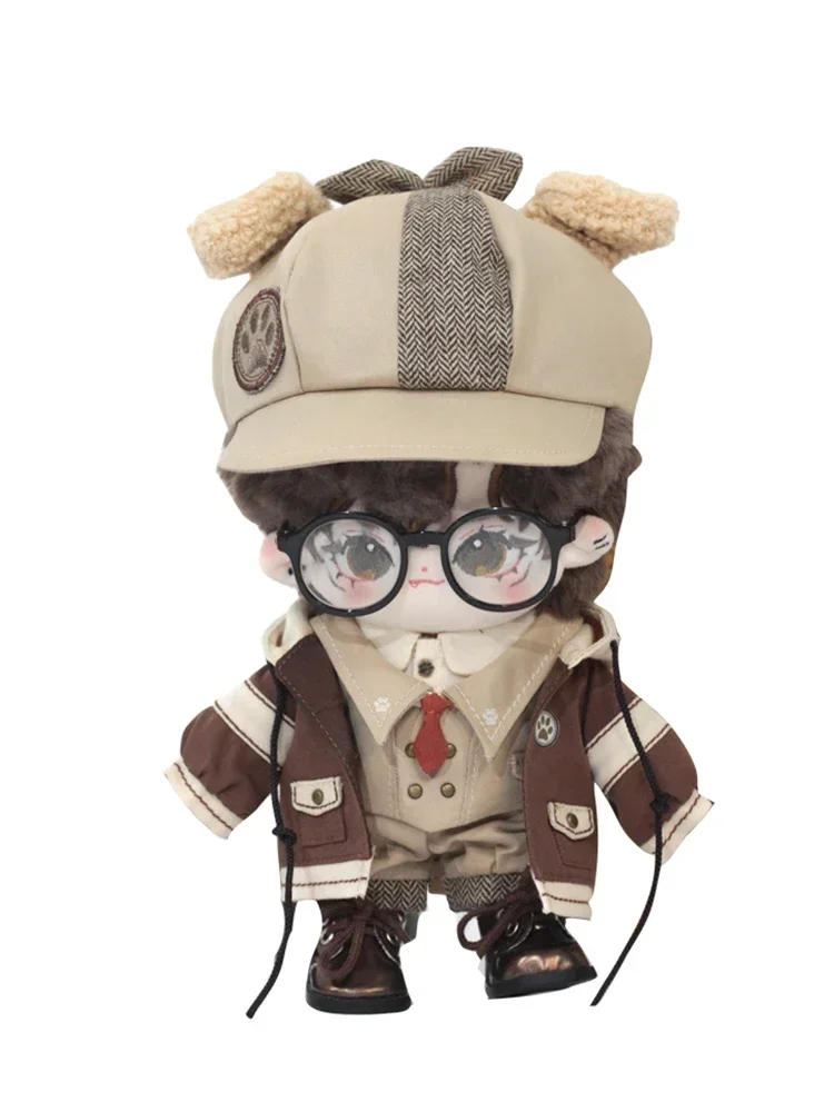 Detective Plush Uniforme para Meninos Bonitos, Camisa de boneca 20cm, Roupas de capa, Roupas, Vestir Plushie Toys Gift, Nova moda