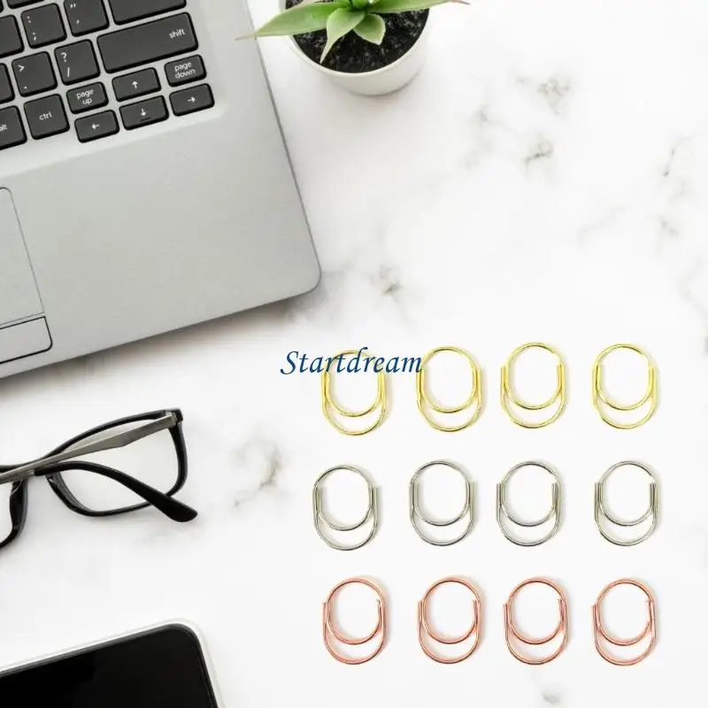 24pcs Bunte Papierclip Edelstahlpapier -Klemmen Lesezeichen Clips zum Halten von Fotoumschlägen Datei Dokument Postkarte K92C