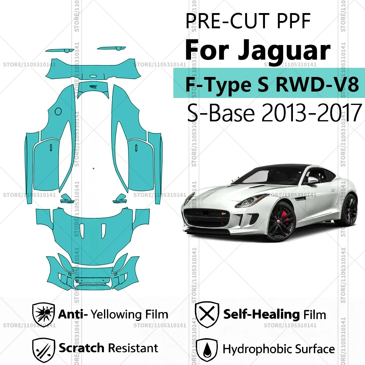 

Pre-Cut Paint Protection Film PPF Transparent Car Film Professional Automotive PPF For Jaguar F-Type S RWD-V8 S-Base 2013-2017