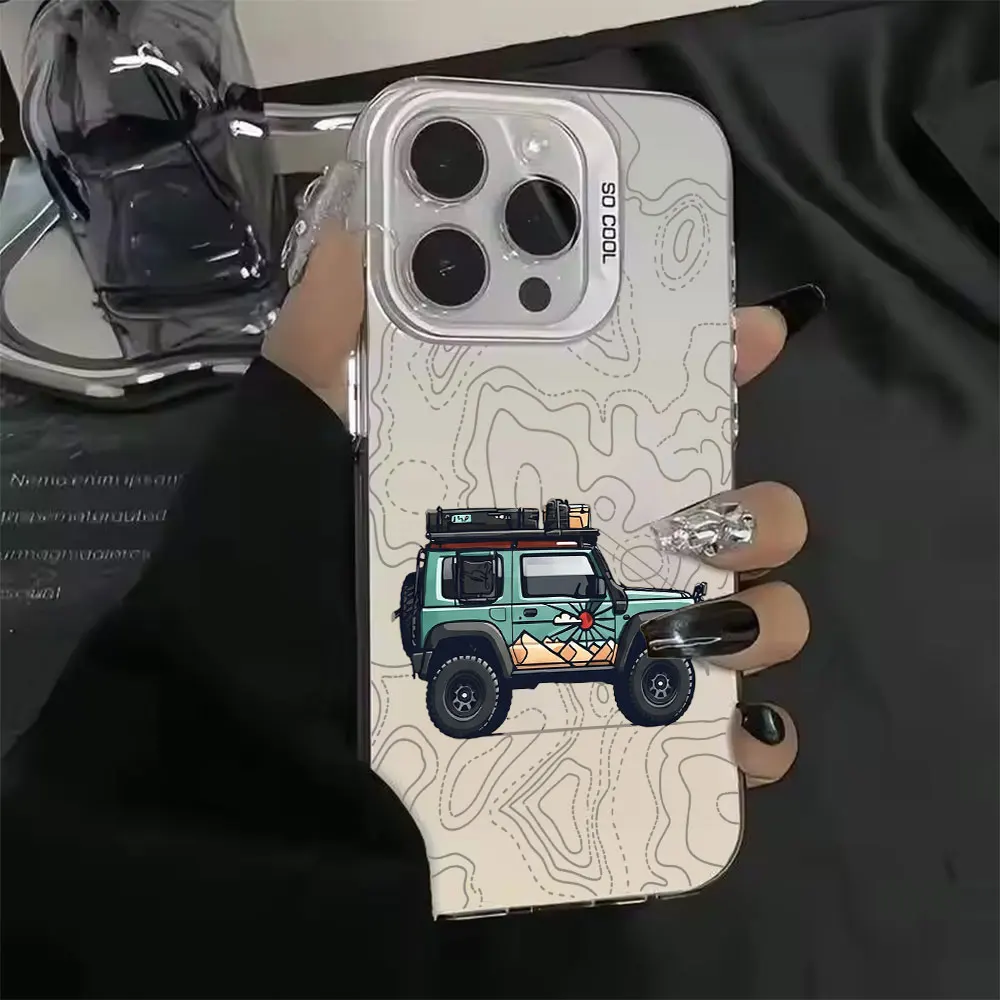 Simple Car Pattern Phone Case For iPhone 17 Air 16 15 14 13 12 Mini 11 Pro Xs Max 8 7 Plus 16e 17e X XR Anti-Scratch Hard Cover view 6