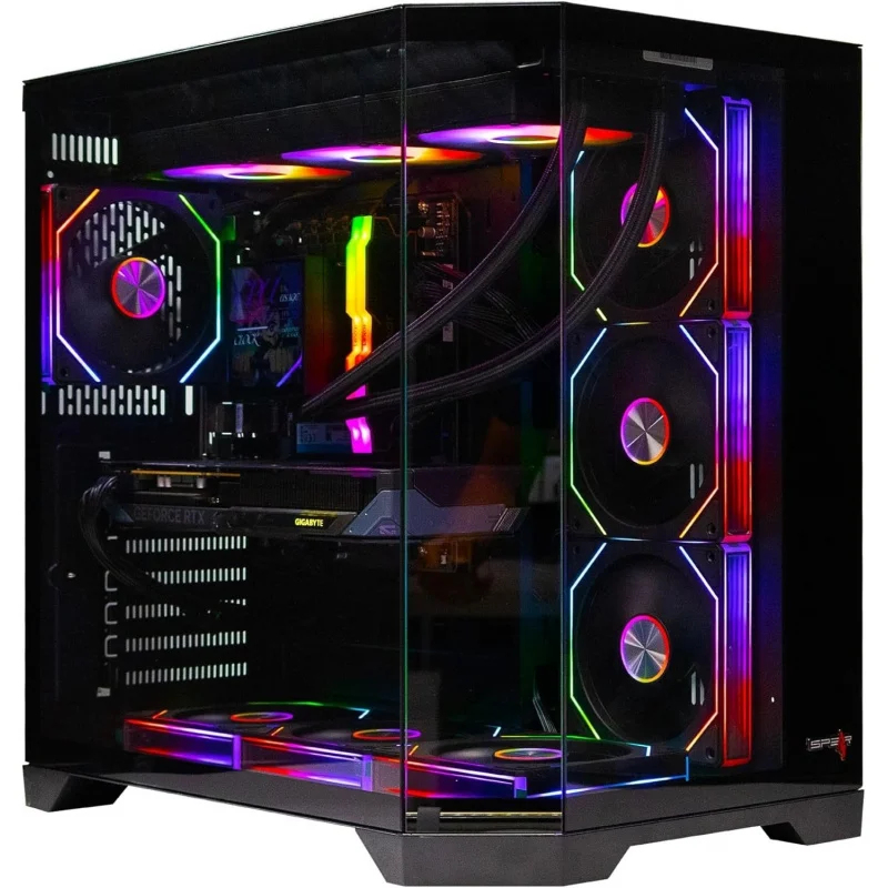 كمبيوتر الألعاب – i5-14700F، RTX 5060 8GB، 16GB DDR5، 1TB NVMe SSD، مبرد سائل 360 مم مع شاشة LCD، 600W PSU، 7 ARGB مراوح مع جهاز تحكم عن بعد