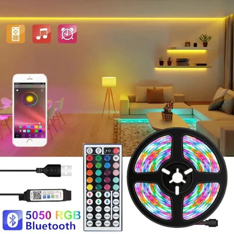 

44Key RGB Bluetooth Led Strip Lights 10M DC5V USB Led Strips Tape Diode Flexible Ribbon Neon Ice Lights for Room Decoration