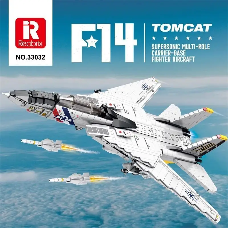

Reobrix 33032 MilitaryF-14Tomcat Fighter Boy, собранный строительный блок, самолет, игрушка в подарок
