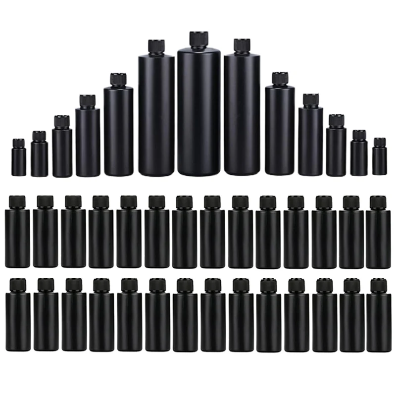 

20Pcs Refillable 30ml-500ml Empty Black HDPE Plastic Squeeze Bottles W/ Screw Cap Light-Proof UV Glue Containers For Pigment Oil