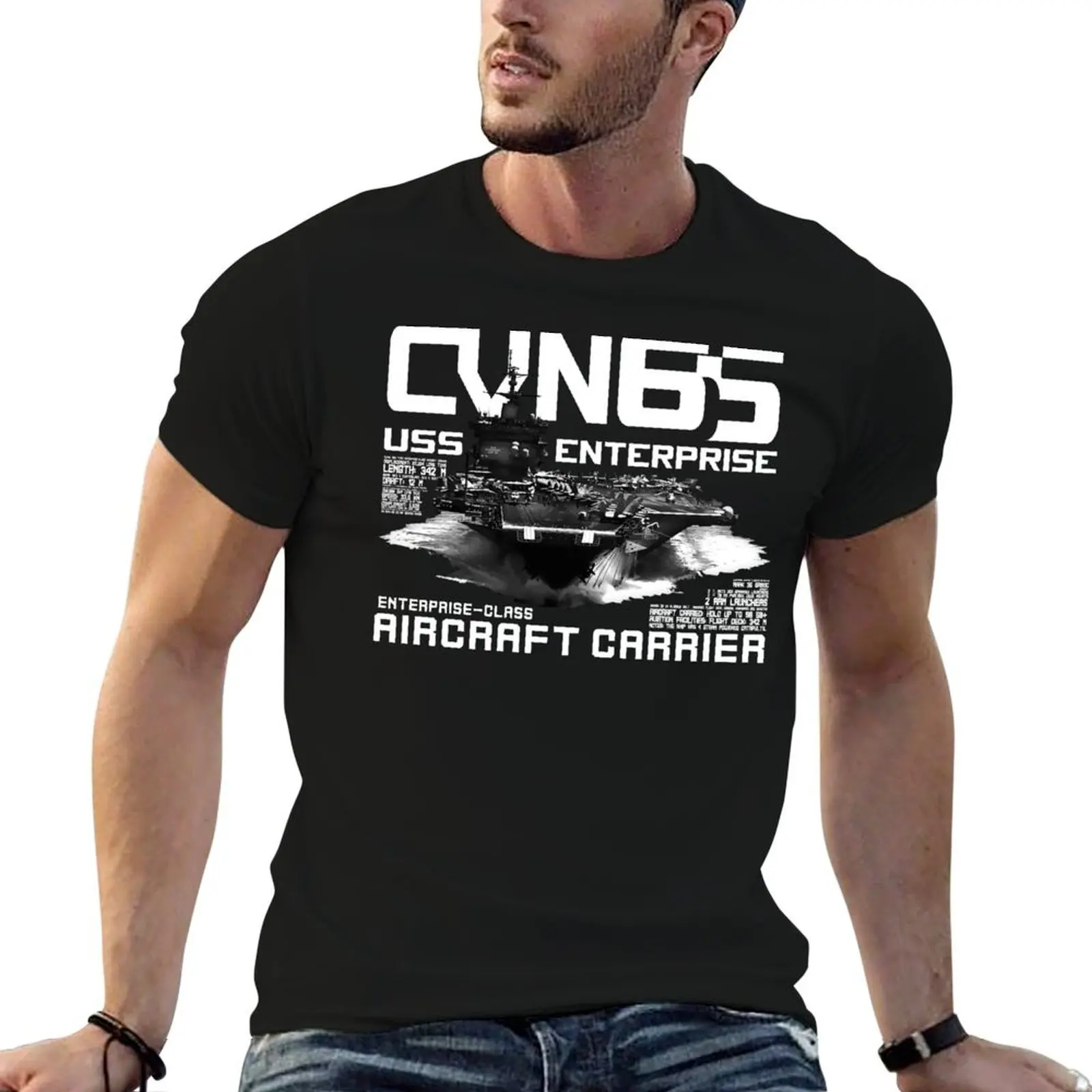 

t casual USS cotton CVN-65 man Enterprise shirts t for 100% men shirts T-Shirt
