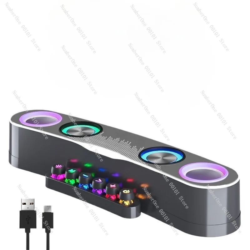 E-sports Computer Audio Microphone, High-Quality Ambient Lighting, Desktop Gaming Bluetooth Speaker for Home, Office, and Laptop