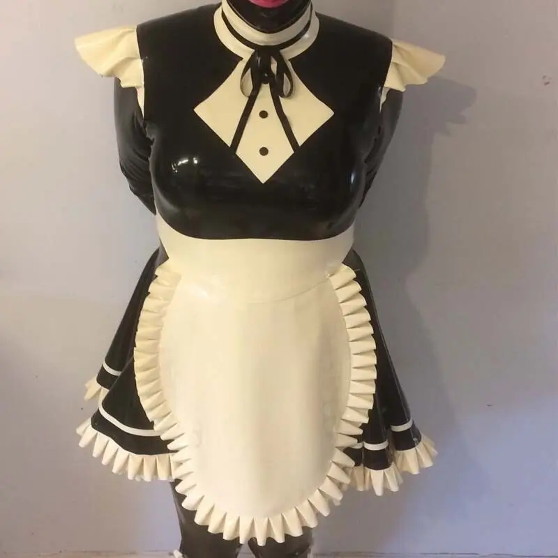 

Latex Rubber Gummi Schwarz Dress Cosplay Kleid Schaltflächen 0.4mm S-XXL fashion Clubs