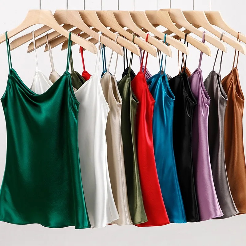 Pullover Slim Fit Top Urban with Spaghetti Strap Tanks Top Short Length Slightly Stretchy Spring Elegant Commuter Women Tanks