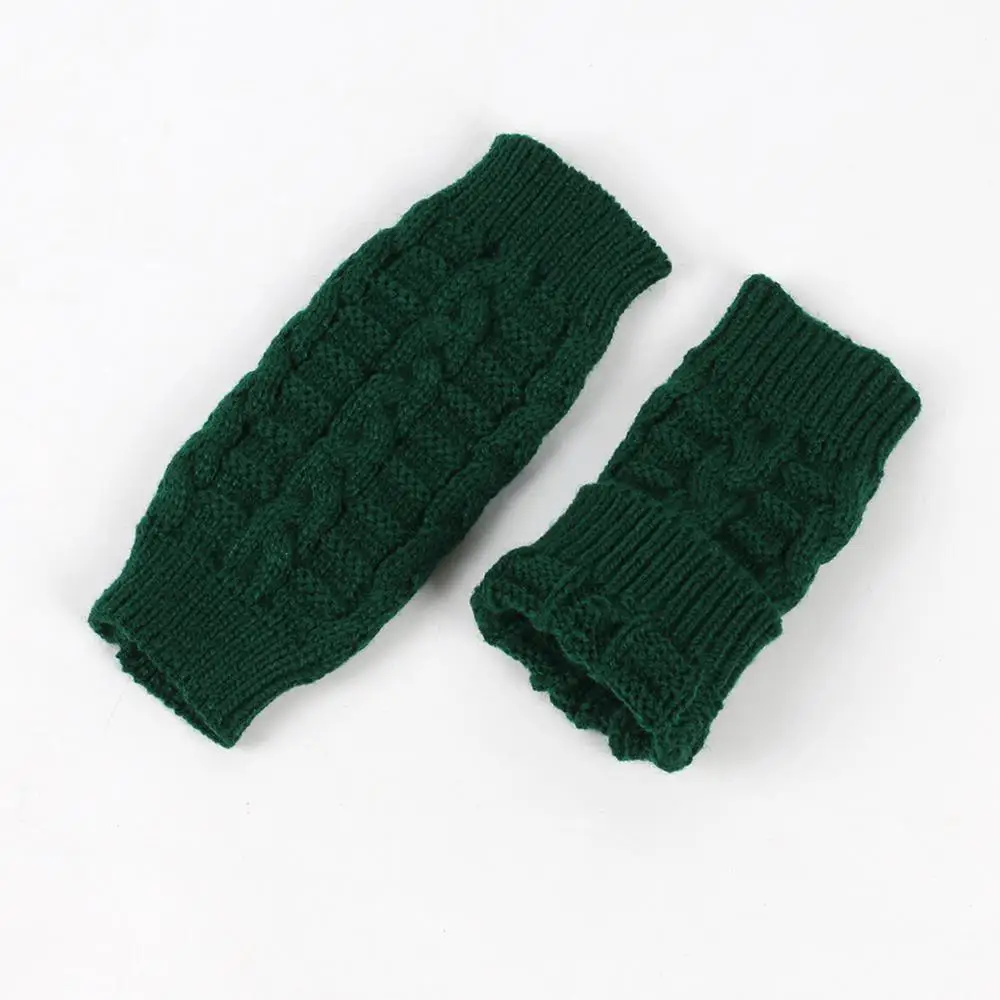 여성용 따뜻한 손 따뜻한 손가락 없는 장갑, 트렌디 니트 손목 팔 장갑, 겨울