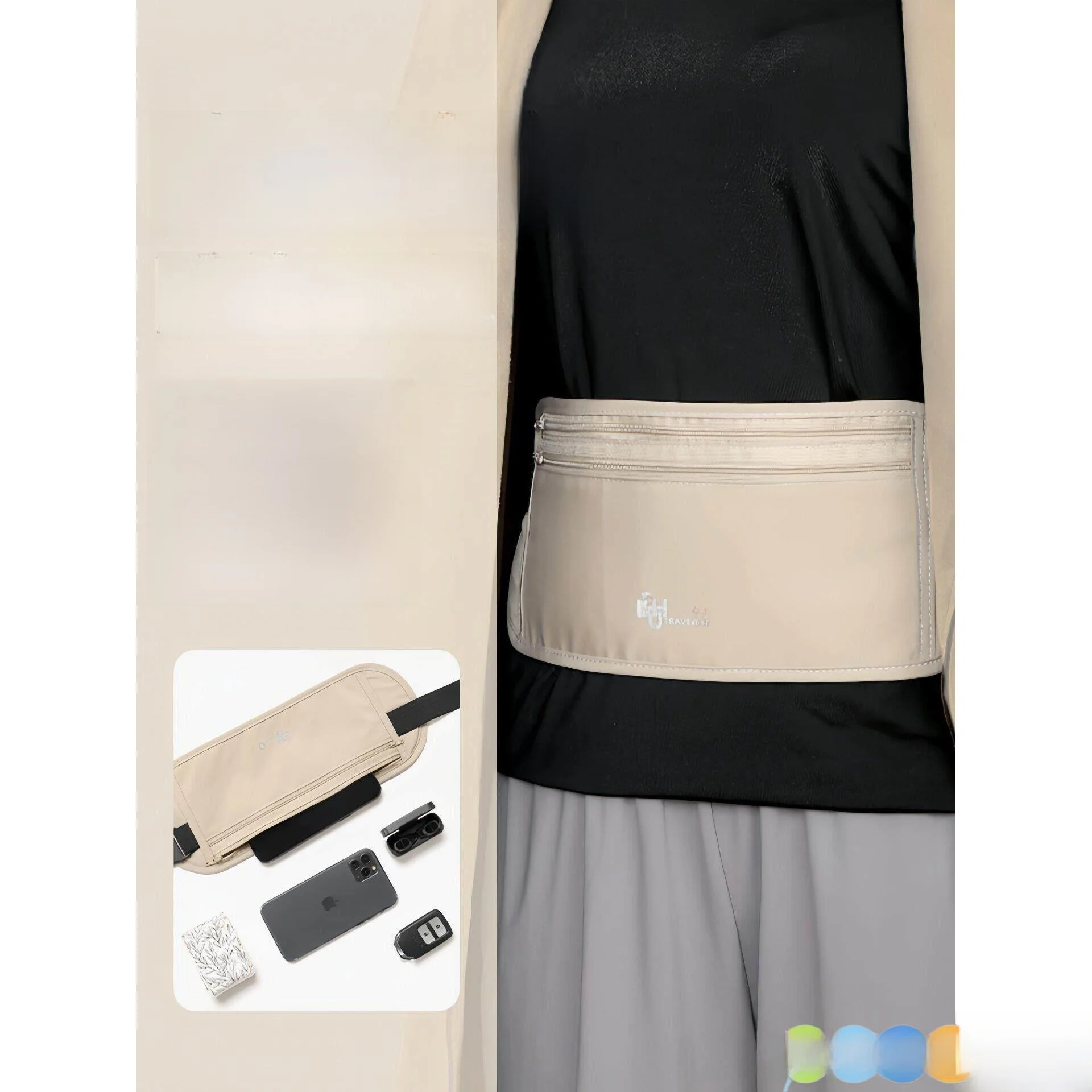 Anti-Theft Sports Fanny Pack Large Capacity Travel Running Mobile Phone Bag Invisible Passport Wallet for International Travel