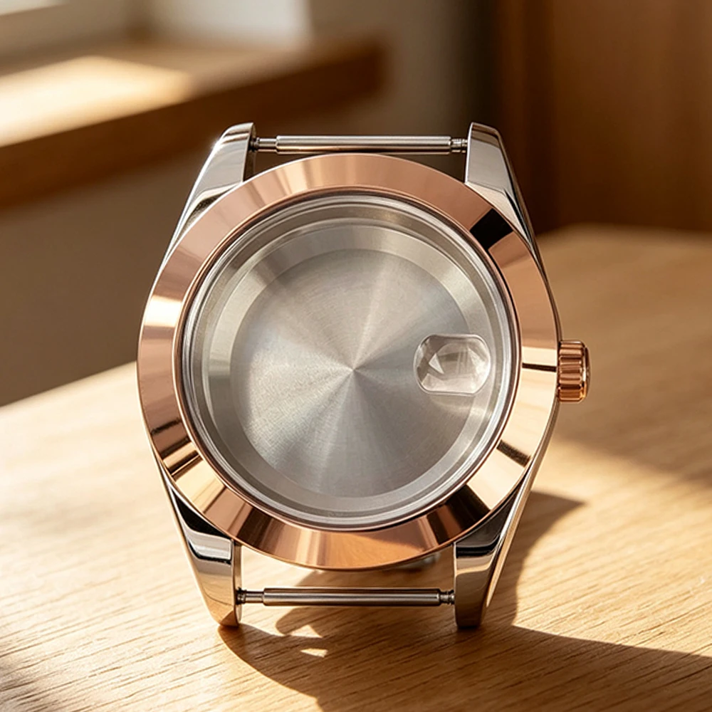 Silvery Rose Gold 36mm/39mm Case Sapphire Glass Waterproof For NH35 NH36 NH38 4R36 Miyota 8215 Movt Watch Case 316L Steel Parts