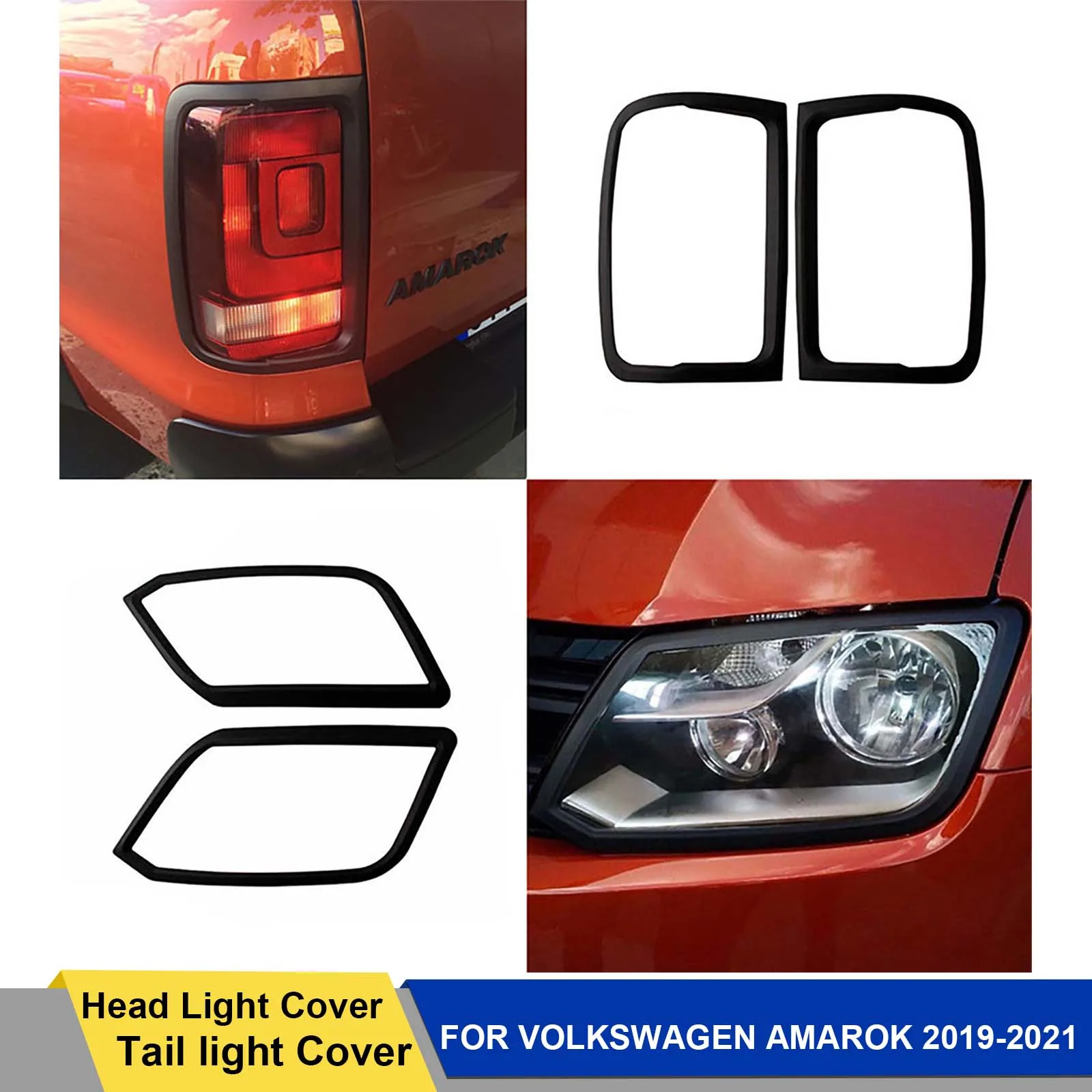 Car Stying Headlight+Tail Lights Cover FOR VOLKSWAGEN AMAROK 2009 2010 2011 2012 2013 2014 2015 2016 2017 2018 2019 2020 2021