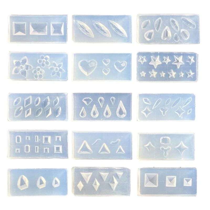 

15Pcs Mini Faceted Heart Star Art Molds Carving Mould Acrylic UV Gel Art Silicone Mould Diy Girl