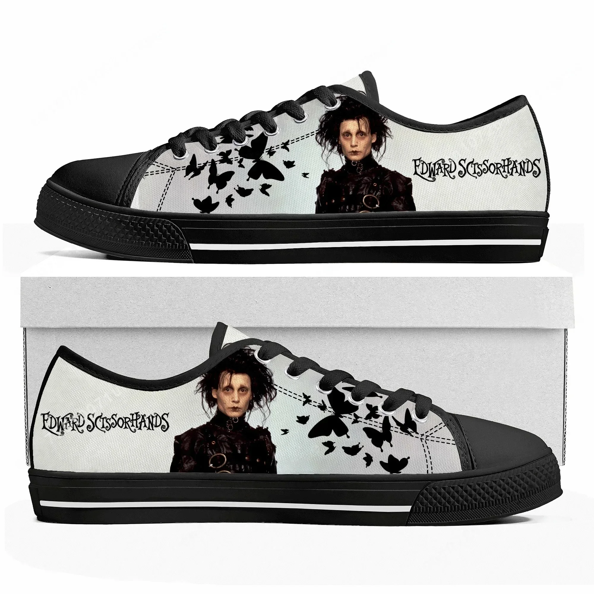 Кроссовки Edward Scissorhands Johnny Depp, низкие, мужские, женские, подростковые, из холста, повседневные, на заказ, с возможностью индивидуального дизайна.