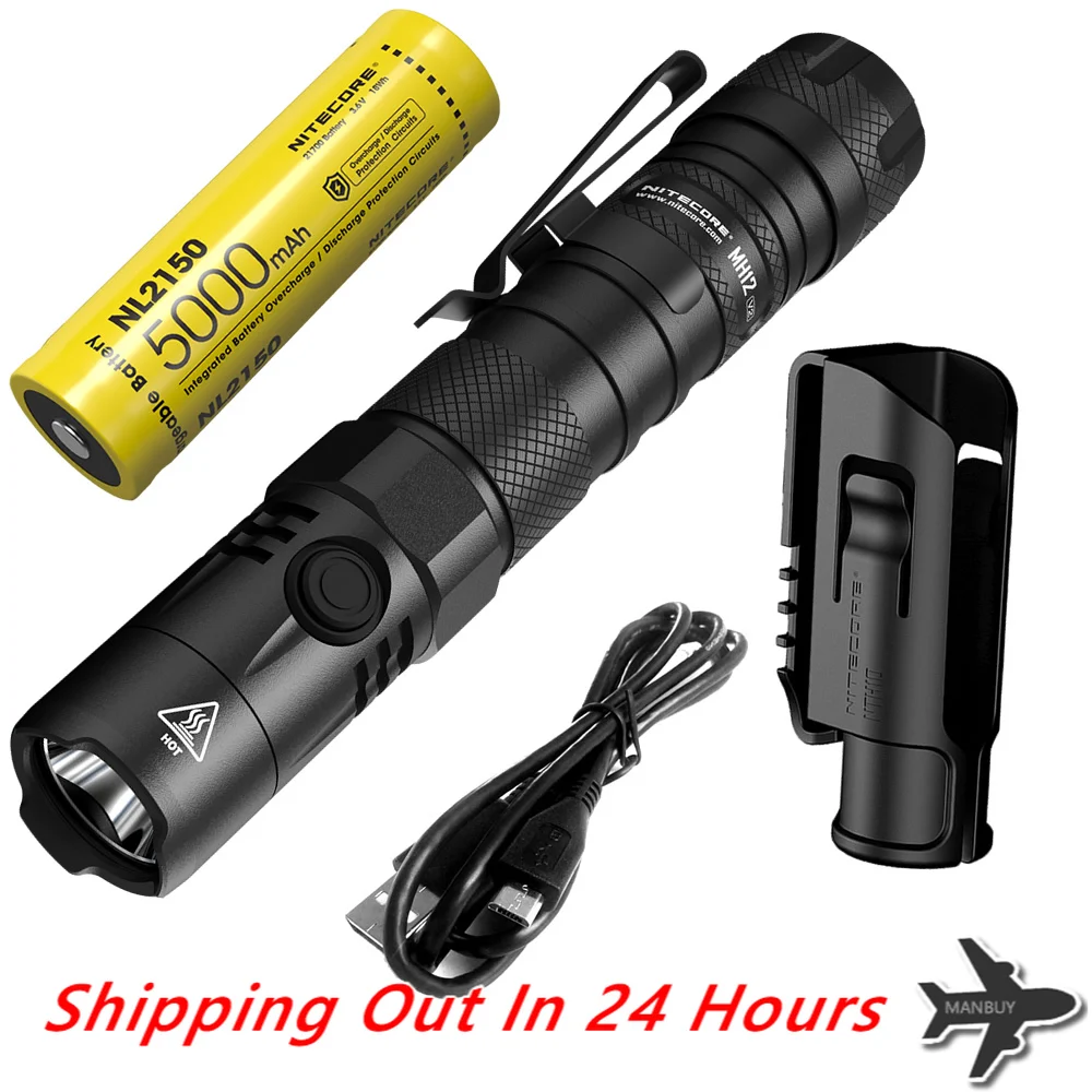 Original NITECORE MH12v2 1200LM CREE XP-L2 V6 LED USB-C Rechargeable Flashlight With 5000mAh 21700 Battery Outdoor Wholesale