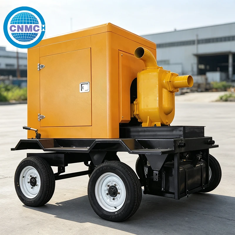 Wheeled Diesel Self Priming Pump Truck 4 Stroke Engine For Farm Irrigation Pond Water Transfer Flood Dewatering Works