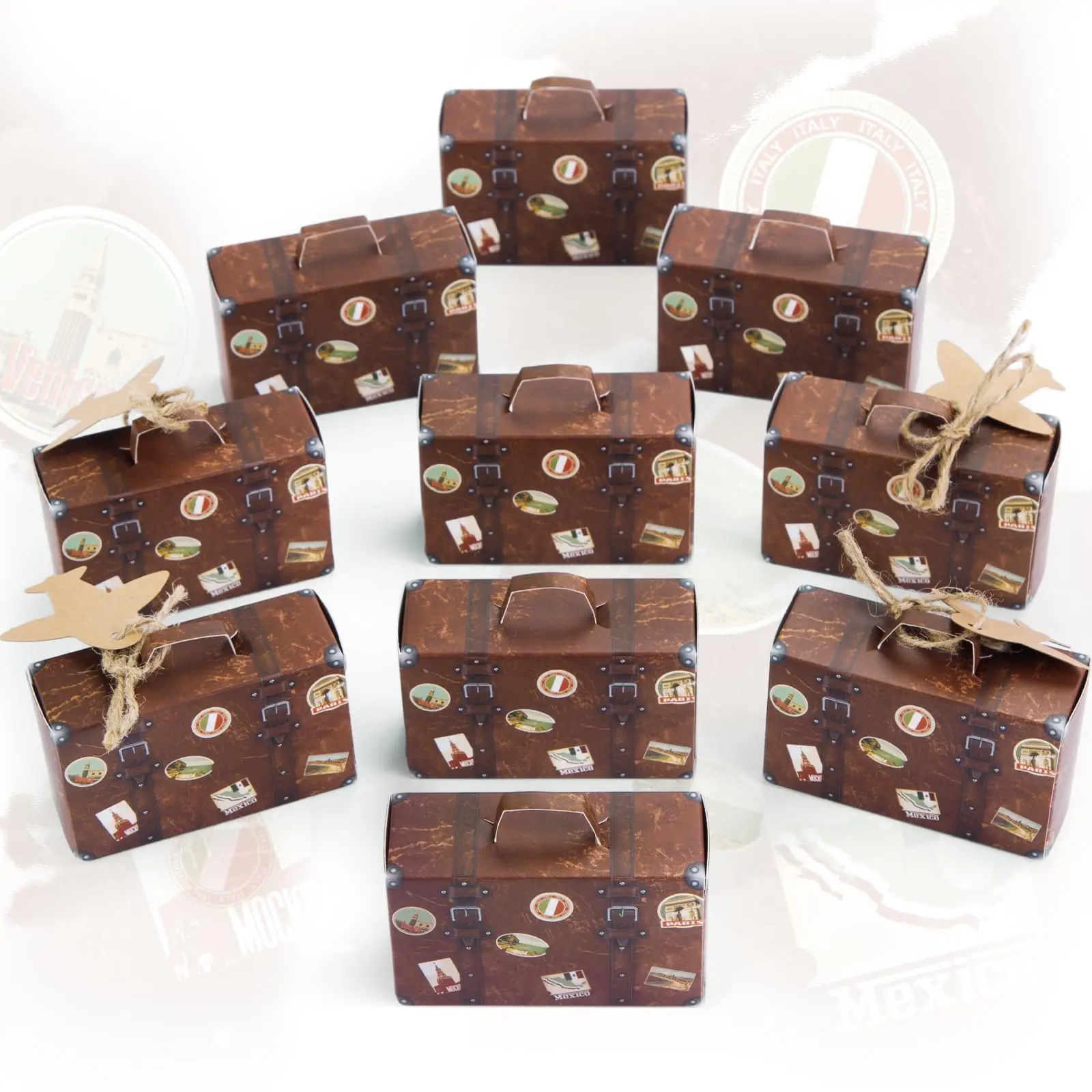 20/30/50PCS Mini Koffer Party Favor Box mit Tags Reise Party Dekorationen Braut Dusche Hochzeit Gefälligkeiten für Gäste Candy Boxen – Detail 5