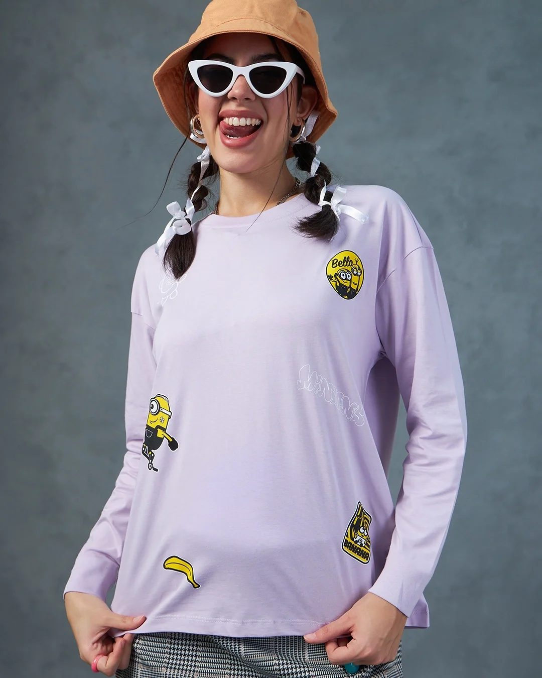 

Purple Minion Badge Oversized T-shirt New Summer Unisex Long Sleeve Sweatshirt Tops Loose Tee Hot Sale Faddish Casual T-shirts